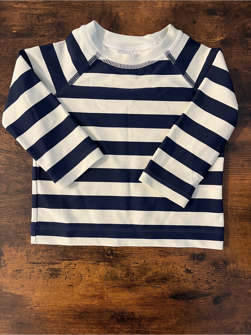 Hanna Andersson Baby Long Sleeve Rash Guard Swim Shirt - Size 60 cm Navy Striped